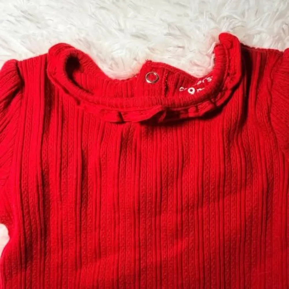 Ribbed Long Sleeve Onesies 9M Carter’s Neutral Red Gray
